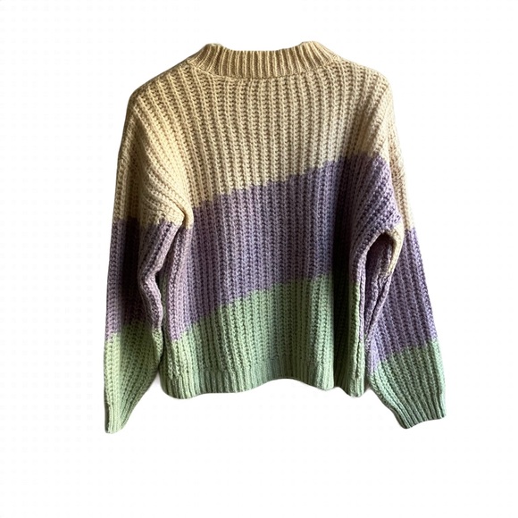Topshop Colorblock Mock Neck Sweater Size 4 6 S Pastel Chunky Knit Jumper Winter - Picture 5 of 7